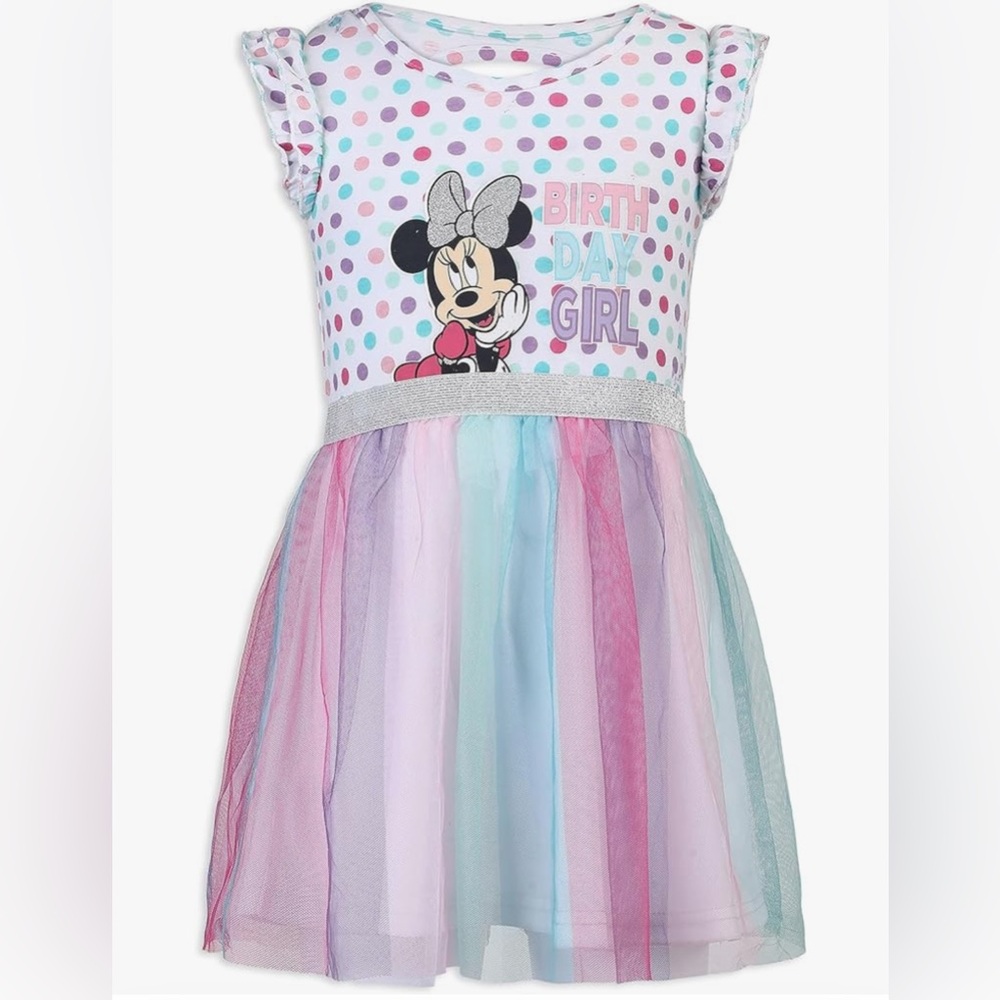 Disney Minnie Mouse Girls Birthday Tutu Dress for Toddlers – Multicolor- Sz 3T